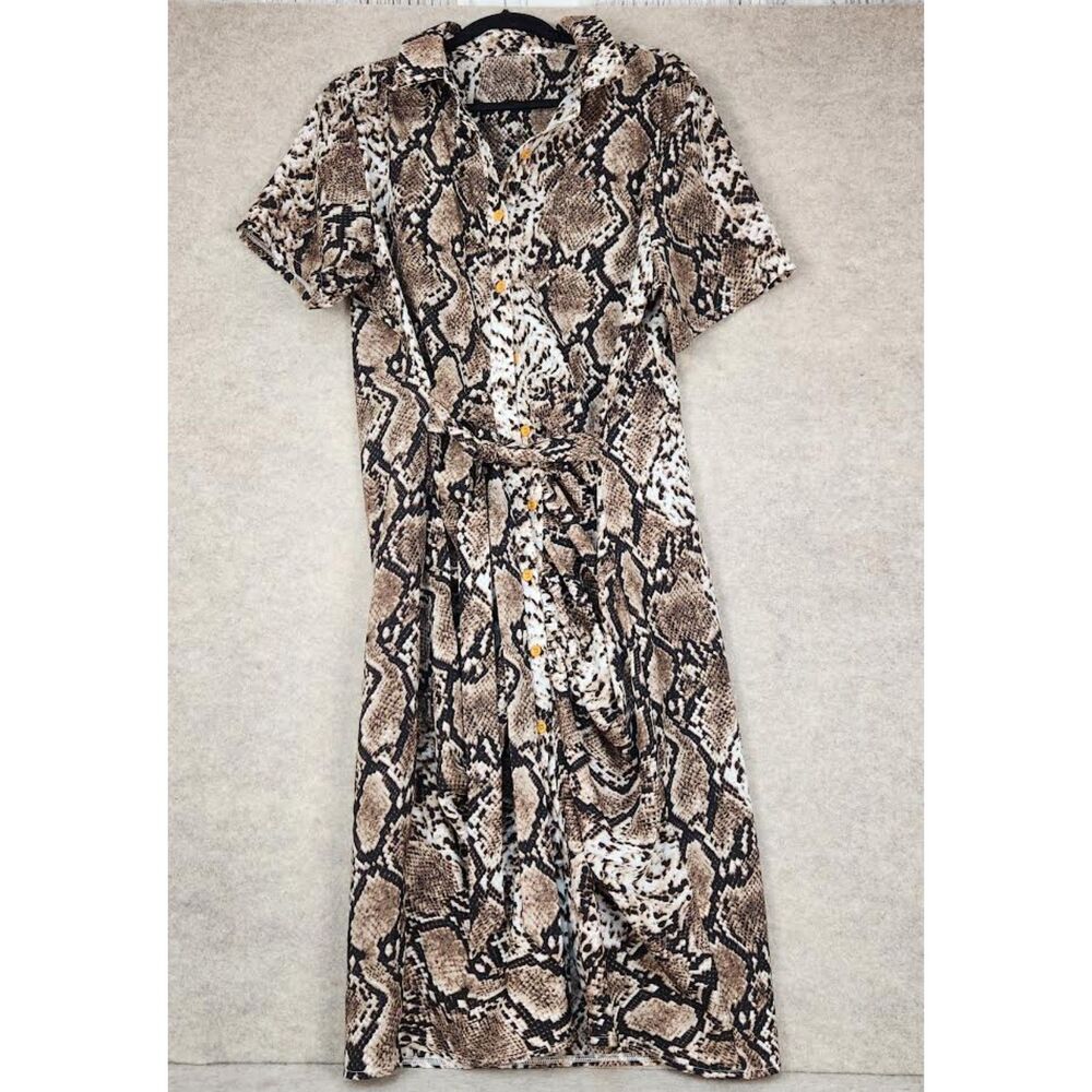 New Women's Snakeskin Print Dress Size XL Glam Retro Boho